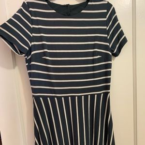 Loft Blue and White Striped Dress with Cutout Back